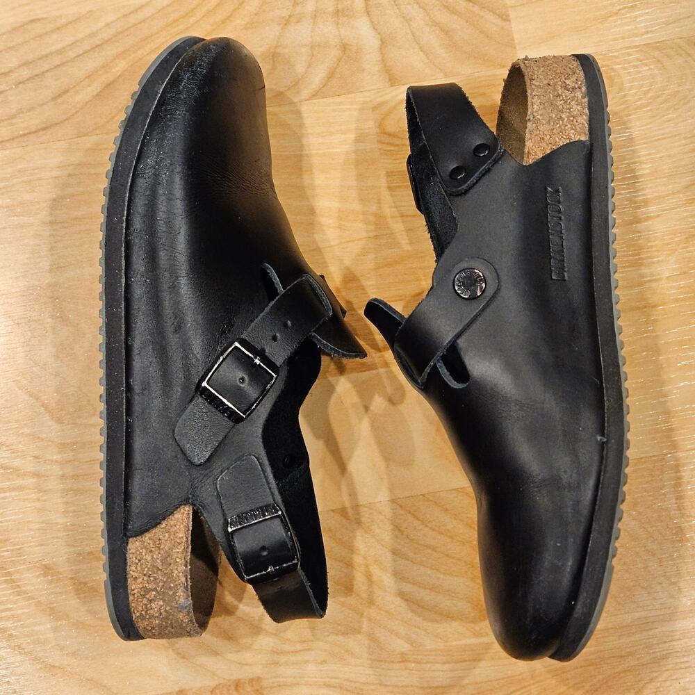 Birkenstock Black Leather Clogs